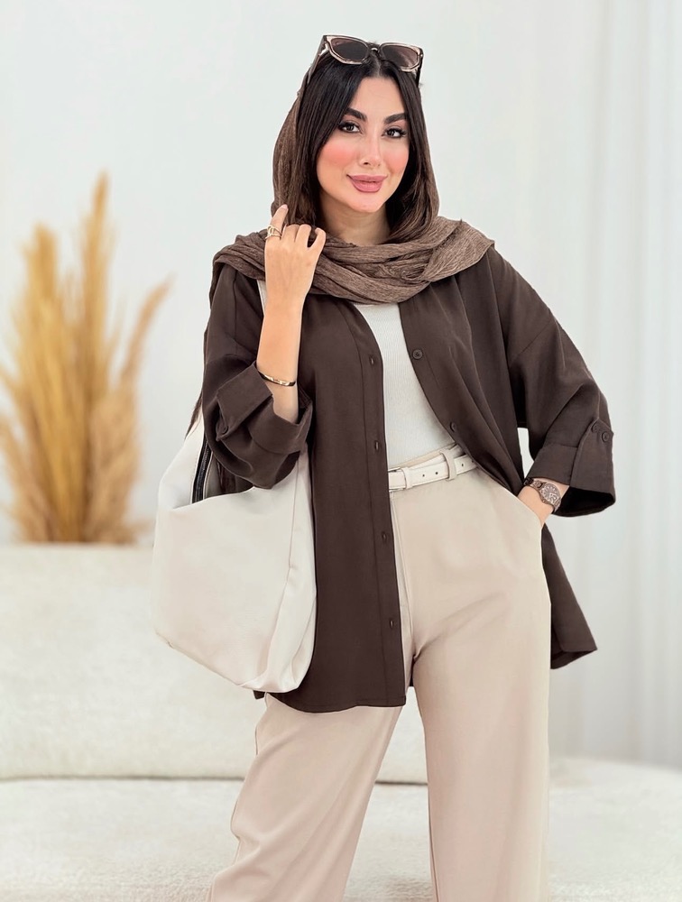 شومیز کتان سیلک ریزشی قد ۷۰
